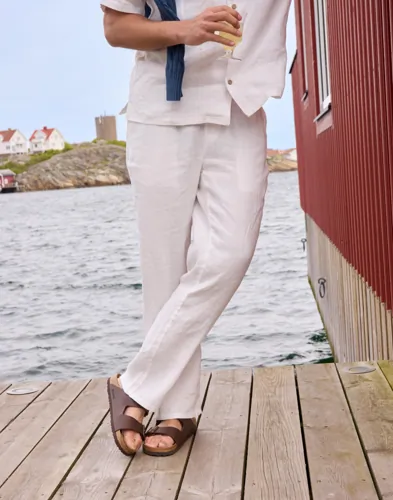 Que Sera Sera Louis Linen Pants Linbukser Hvit