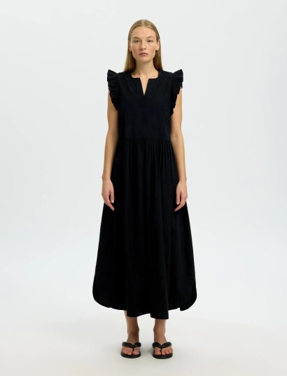 Selected Slwblair Ida Regular Sl Long Dress Noos   Black   44