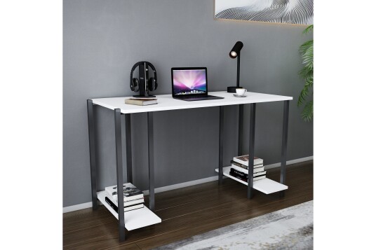 Malem Skrivebord 60x73,8x125,2 cm med oppbevaring Svart/Hvit