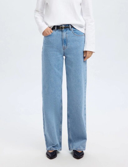 Selected Slfalice Hw Wide Long Lig Blu Jeans Noos - Blue - 26 x 32
