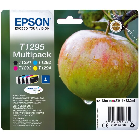 Epson blekkpatroner T129L Cyan Magenta Gul Sort DuraBrite Ultra