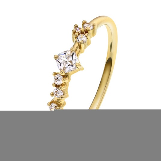 Pan Jewelry, Ring i 585 gult gull med zirkonia, størrelse 56