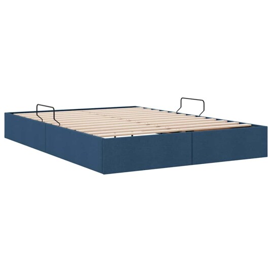 Seng med Oppbevaring med madrass Blå 140 x 200 cm stoff