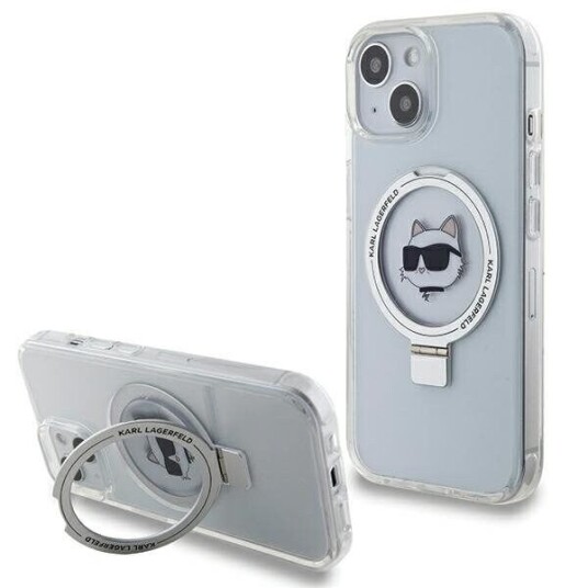 Karl Lagerfeld Hardcase til iPhone 15 6.1" Med Ringstand Choupette Hvit MagSafe