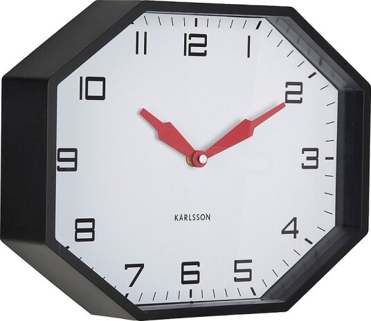 Karlsson Veggklokke Modern Factory Octagon Svart
