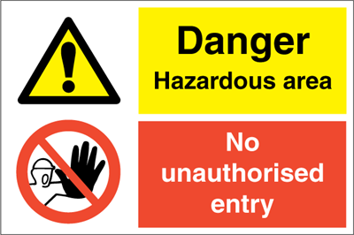 Jo Safety Danger Hazardous area Rigid plast R NR 200 x 300 mm IMO 120023RNR