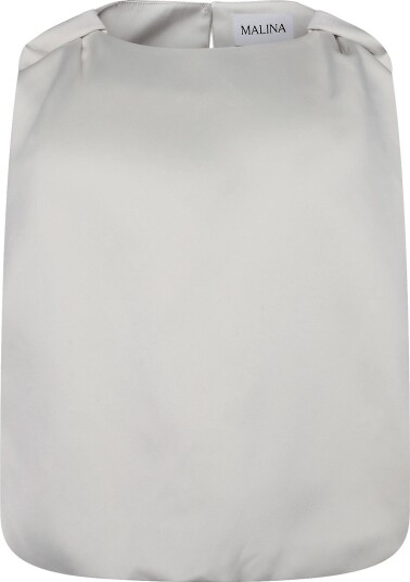 Malina Valentina Knotted Shoulder Satin Top   Cream   38