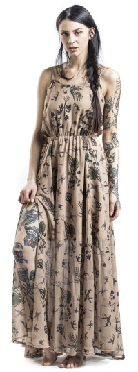 Jawbreaker Rockabilly Lang kjole Apothecary Master Sundress S til XXL Damer beige