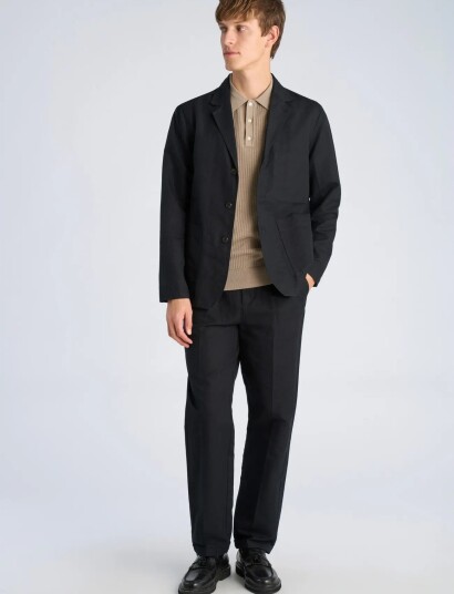 Lindbergh Linen Blend Casual Blazer Black L