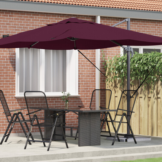 vidaXL Parasoll 351 x 250 x 260 cm Polyester og aluminium Bordeaux Rød