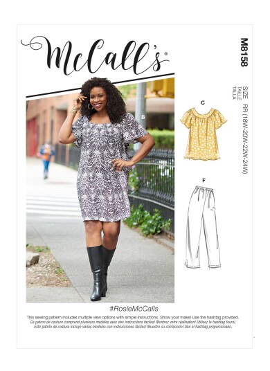 McCall's 8158 - Kjole, Topp & Bukse RR (18W-20W-22W-24W)