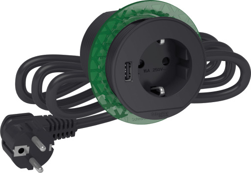 Schneider Electric Bordenhet XS-1 strømuttak+ USB-A Antrasitt - 1283904