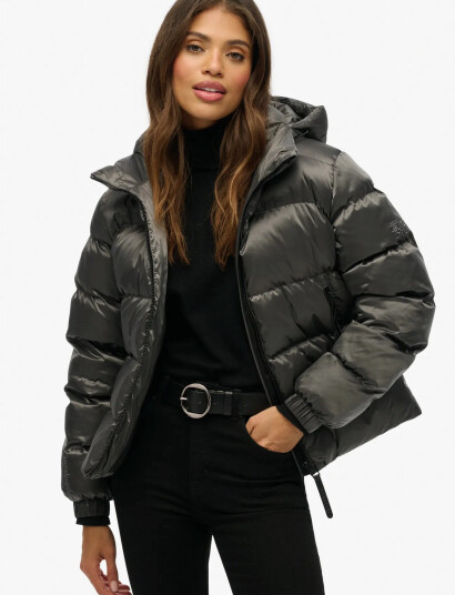 Superdry Hooded Luxe Sports Puffer - Black - XL Superdry Hooded Luxe Sports Puffer - Black - XL