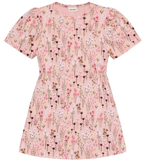 Minymo Dress Aop Rib Pink 110