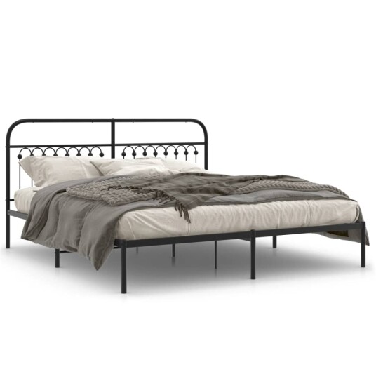  Sengeramme i metall med sengegavl svart 183x213 cm 8721102644948