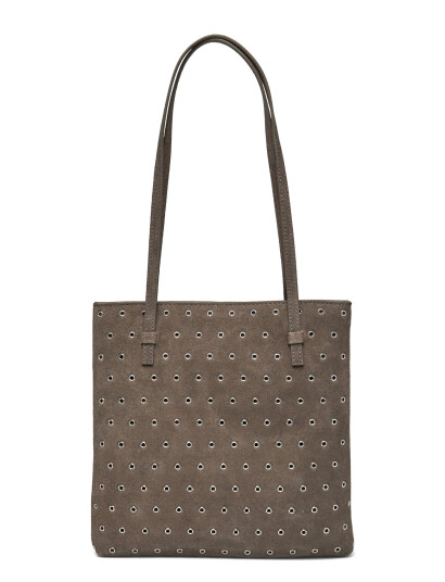 Mango Die-Cut Leather Shoulder Bag - Brown - ONE SIZE
