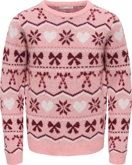 Kids Only Genser Strikk CookSnowflake Rose Eleganse/Snøfnu Kids Only 5 6 år (110 116) Genser Bordeaux Hvit Rosa