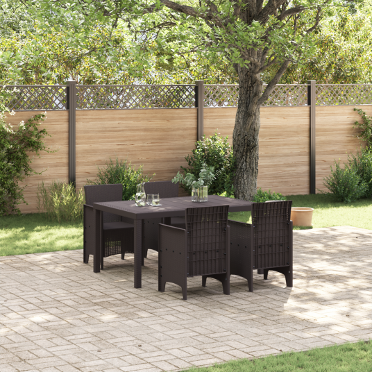 5 delt hage spisestue brun poly rattan