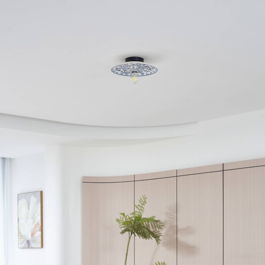 Lucande vegglampe Faelira blå/hvit keramikk