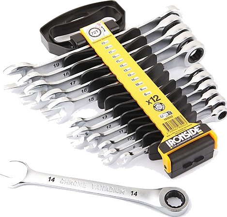 Ironside skrallenøkkelsett 8 19mm 12 deler Ironside skrallenøkkelsett 8 19mm 12 deler