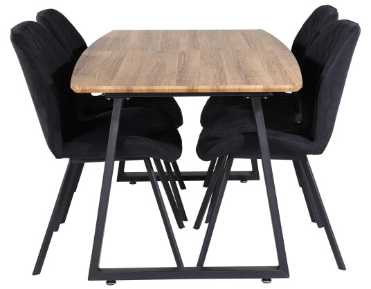 Venture Design Inca & Gemma spisegruppe Natur/svart 4 st stoler & bord 160 x 85 cm