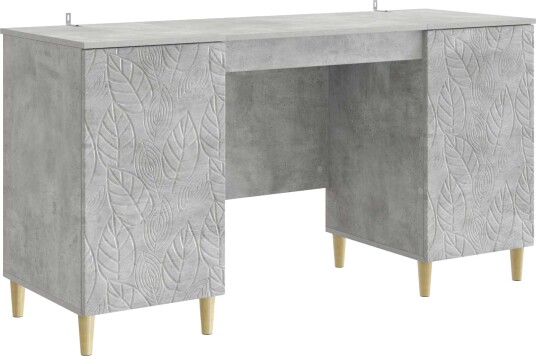 vidaXL Skrivebord Betonggrå Konstruert tre 142,5 x 50 x 75 cm