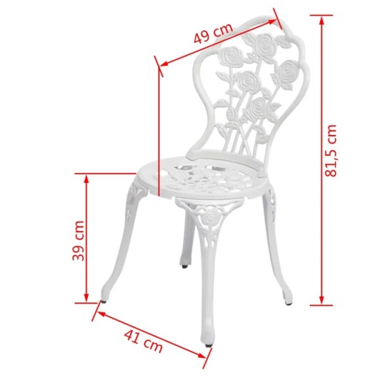 vidaXL Bistrostoler 2 stk støpt aluminium hvit