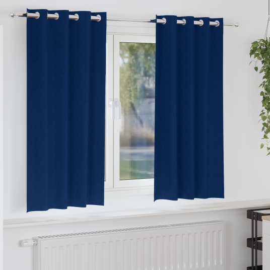 Gardiner med gardiner 2 pcs Mørkblå Polyester