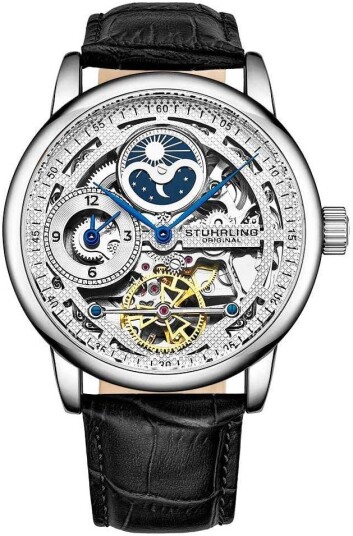 Stührling Original Herreklokke 3917.1 Legacy Sølvfarget/Lær Ø43 mm