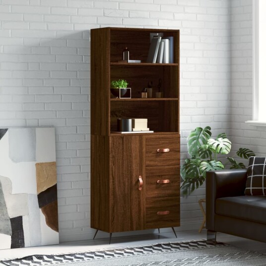 vidaXL Highboard brun eik 69,5x34x180 cm konstruert tre 8720845927875