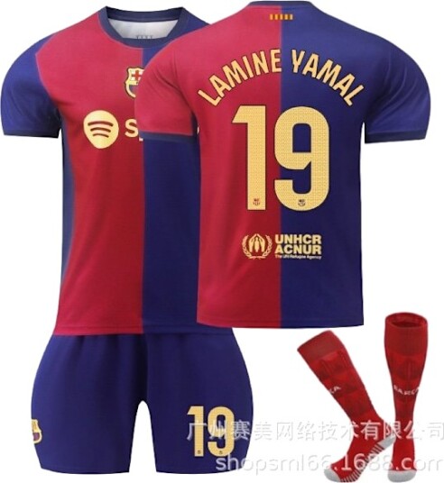 Lamine Yamal 19 Barcelona 24 25 Hjemmedrakt Nyeste Voksen og Barn Fotballtrøye for den nye sesongen 9