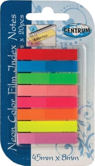 Indeksfaner/Etiketter 45X8 Mm Neon 8 Farger 20 Kort Per Farge Indeksfaner/Etiketter 45X8 Mm Neon 8 Farger 20 Kort Per Farge