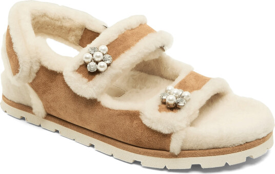 Stuart Weitzman Wynter Suede Shearling Sport Sandal Brown 39 Stuart Weitzman Wynter Suede Shearling Sport Sandal Brown 39