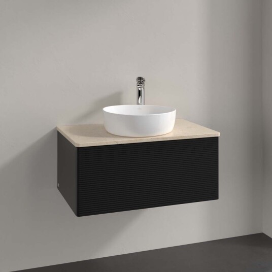 Villeroy & Boch Antao Servantskap med 1 skuff 80x50x36 cm m/lys Sort Matt/Crème Villeroy & Boch Antao Servantskap med 1 skuff 80x50x36 cm m/lys Sort Matt/Crème