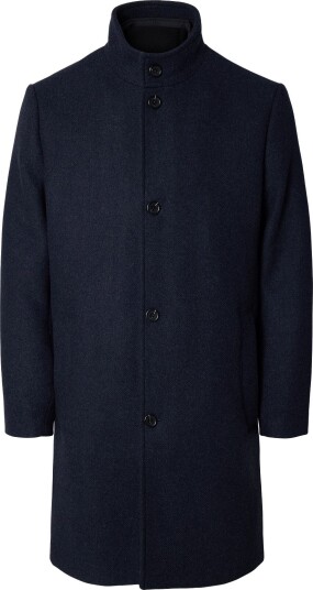 Selected Slmrainar Ullmiks Frakk med Høy Krage Navy XXL