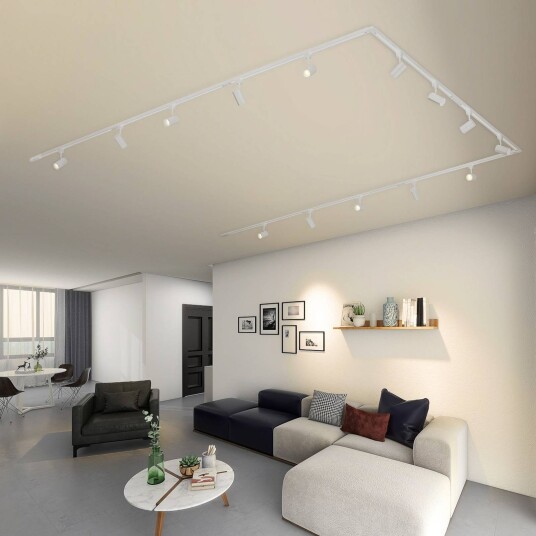 Lindby 1 fase skinnesystem Linaro GU10 14 lyskilde hvit Linaro Lindby dimbar Hvit / opal Stue / spisestue Metall Moderne
