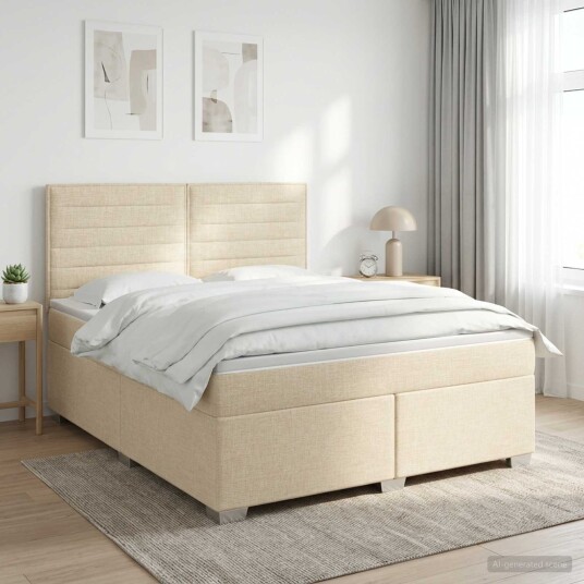vidaXL Kontinentalseng med madrass Krem 140 x 200 cm Stoff