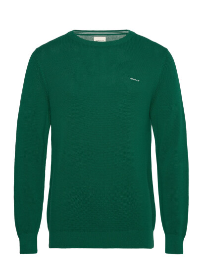 GANT Cotton Pique C-Neck - Green - M GANT Cotton Pique C-Neck - Green - M