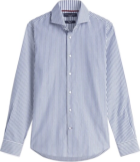 Tommy Hilfiger Ny Flex Collar Clssc Strp Shirt Navy R/41 Regular