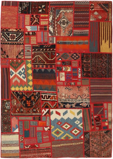 Håndknyttet. Opphav: Persia Kelim Patchwork Teppe 140x200