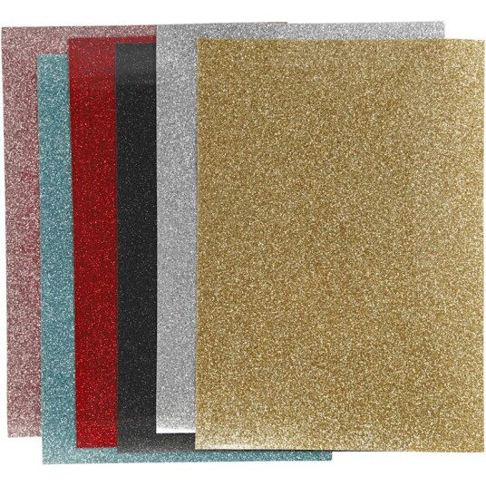 Strykestoff Creativ Company Glitter 148X210 mm Ass Farger 6 Ark/1 Pk
