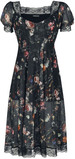 Jawbreaker Goth Middellang kjole Night Garden Print Midi Kjole XS til XXL Damer flerfarget
