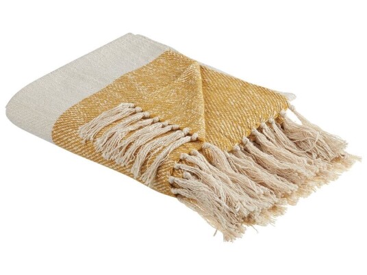 Beliani Pledd 130 X 170 Cm Bomull Beige/oransje Salme