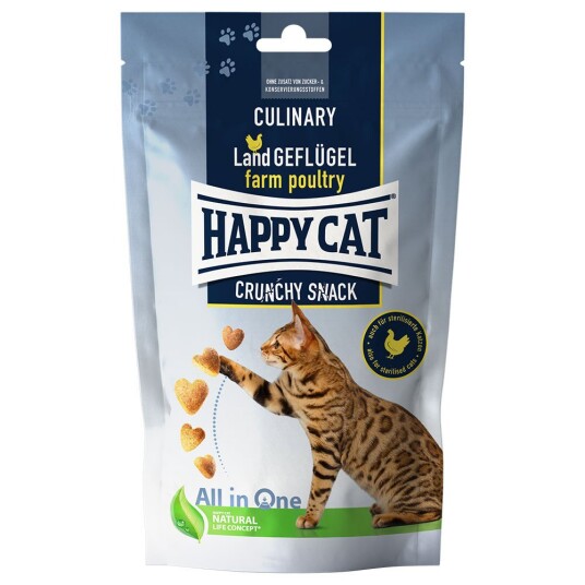 Happy Cat Crunchy Snacks med Fjærkre og Gulrøtter - 2 x 70 g