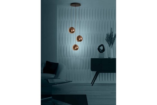 Takpendel Eglo Cordoba Rondell Svart/Kobber med 3 Lamper  
