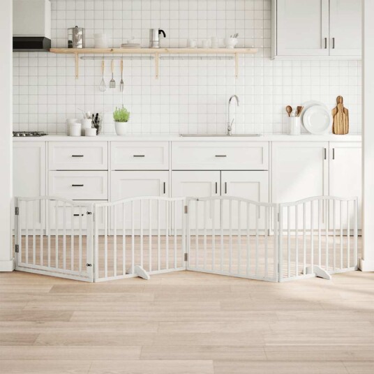  Hundeport Sammenleggbar 4 Paneler Hvit 320 cm Poppeltre 352217