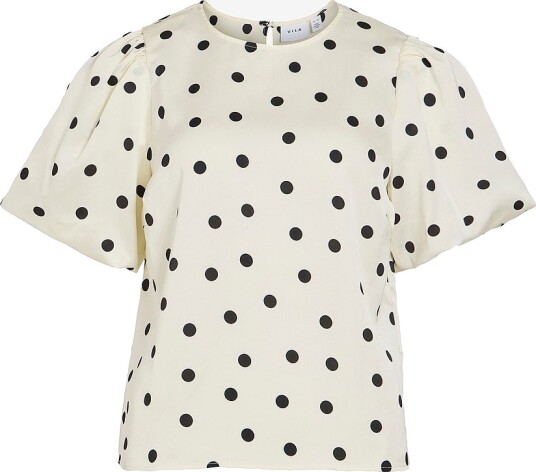 Vila Viellette 2/4 Satin Puff Top Noos Cream 36