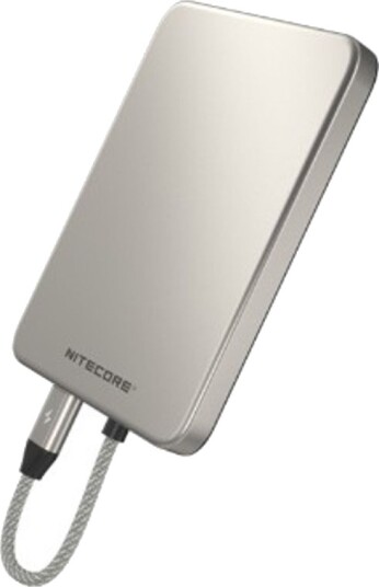 Nitecore POCKET 5 Powerbank 5000mAh – Grå med innebygd USB-C kabel