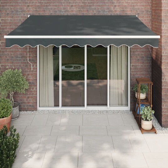 Uttrekkbar markise antrasitt 3x2,5 m stoff og aluminium