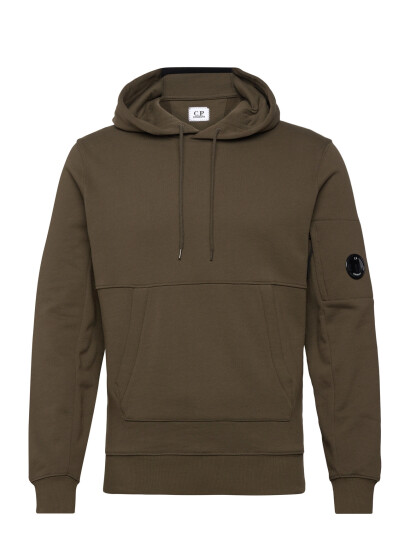 C.P. Company Diagonal Raised Fleece Hooded Sweatshirt   Khaki green   XS